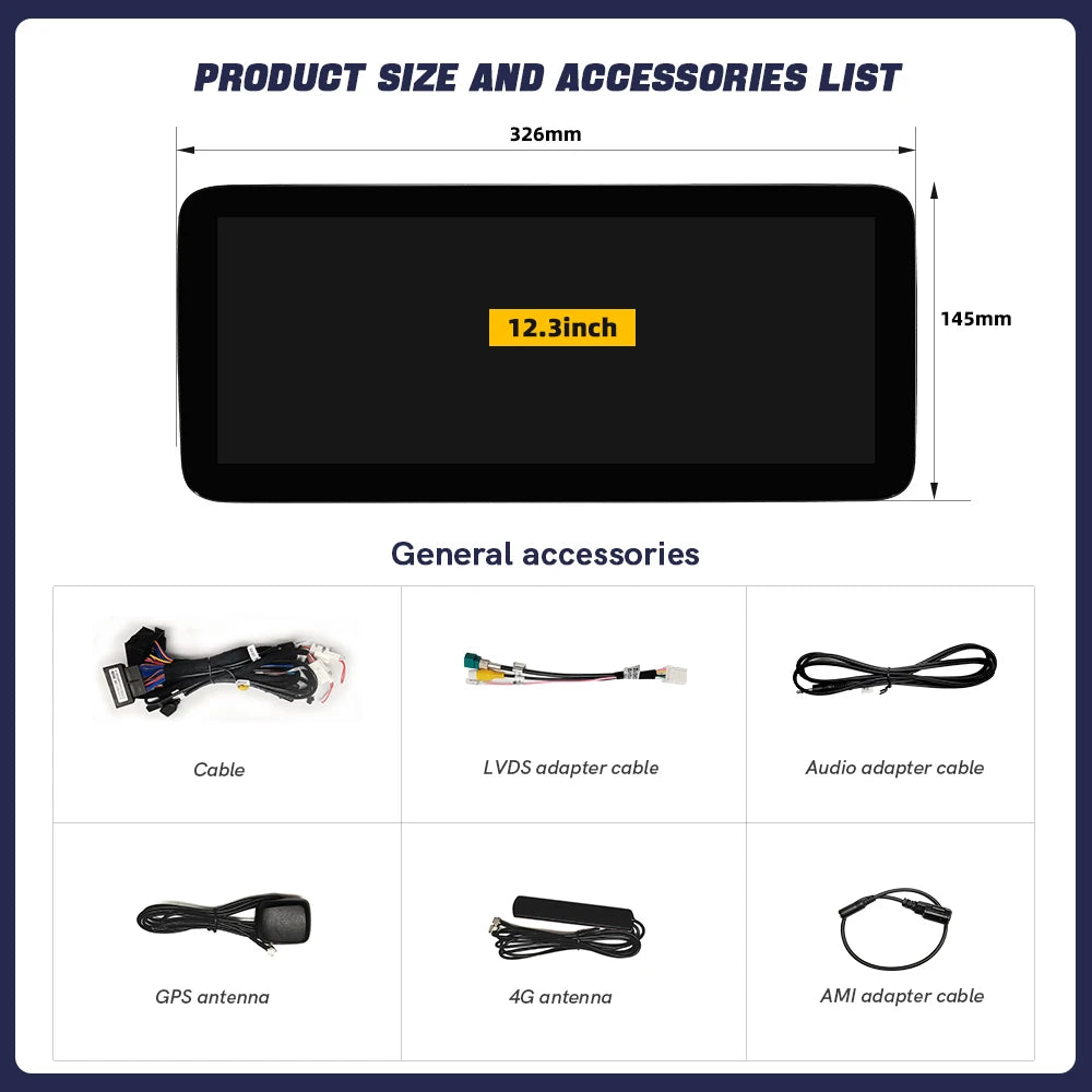 ZLH 12.3" Android 13 Car GPS Radio with Reversing Aid & TPMS for Mercedes-Benz C-Class W204/W205 2015-2018 4G GPS Navigation