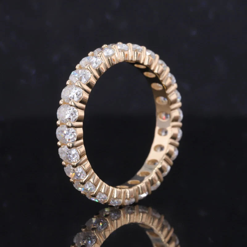 Oval Cut 2.5x3.5mm DEF VS Hpht Cvd Lab Grown Diamonds Oval Band Women Rings Lab Diamonds 14k Yellow Gold Wedding Band
