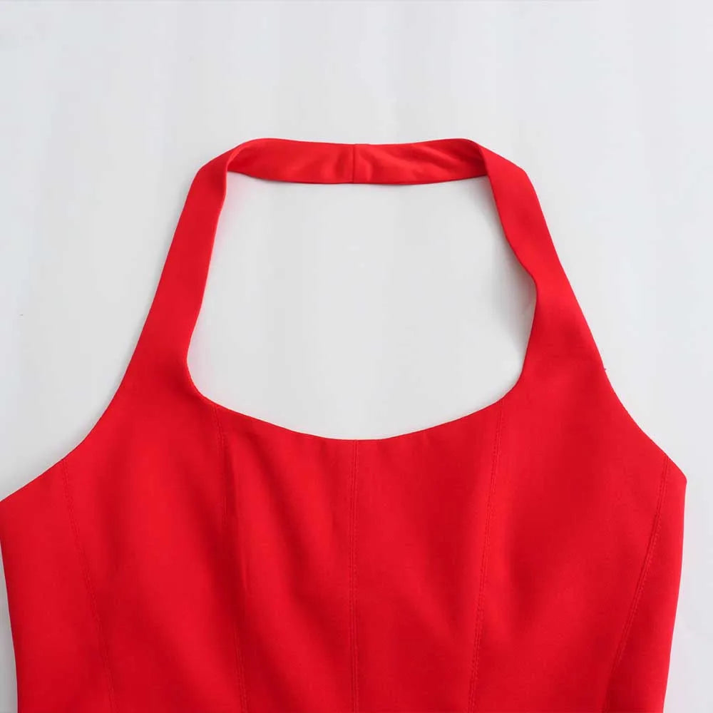 PB&ZA Women 2024 Spring New Fashion Hang the Neck and Slim the Body Tank Tops Vintage Backless Female Camis Chic Tops