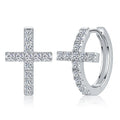 Unique 0.442 Carat Moissanite Accented Cross Ear Jackets, S925 Silver 18K Gold Plated Luxe Hoops, Drop Shipping