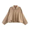 OUDINA Wholesale New Casual Zipper Green Suede Texture Effect Coat Windbreaker Bomber Varsity Jacket Women's Jackets