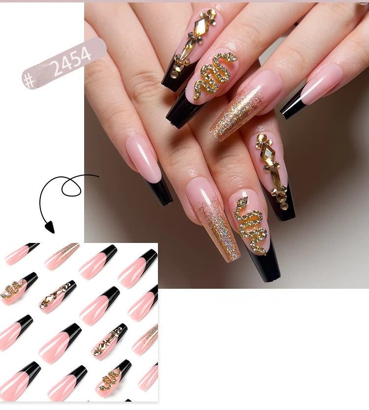 Dropshipping 24 Pcs French Style Romantic Art Acrylic Press on Nails Artificial Fingernails Candy False Nails Dating  Party 2792