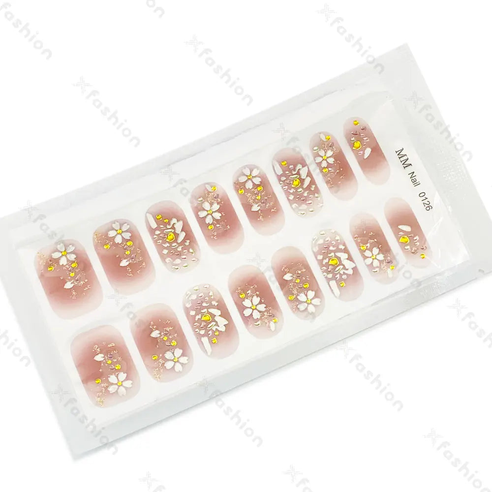 Hot Sale 16 Tips Solid Color Semi-Cured Gel Nail Stickers UV Light Durable Waterproof Long-Lasting Gel Nail Stickers Wholesale