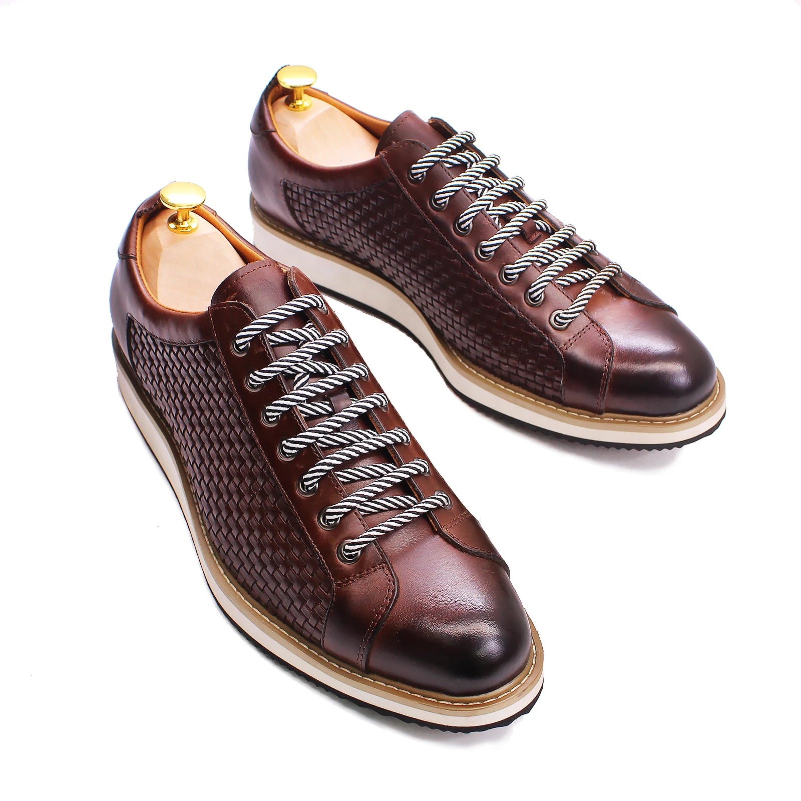2021 Fashion Designer Men Casual Shoes Pure Cow Leather Walking Street Sports Shoes Luxury Print Flat Green Shoes Men