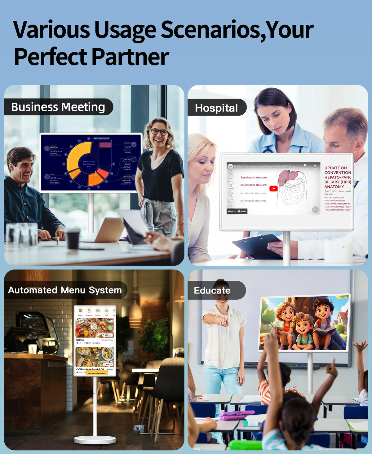 Hot 32 Inch Android Portable Smart TV with Battery Capacitive Display Vertical Touchscreen LCD Monitors All in One Portable TV