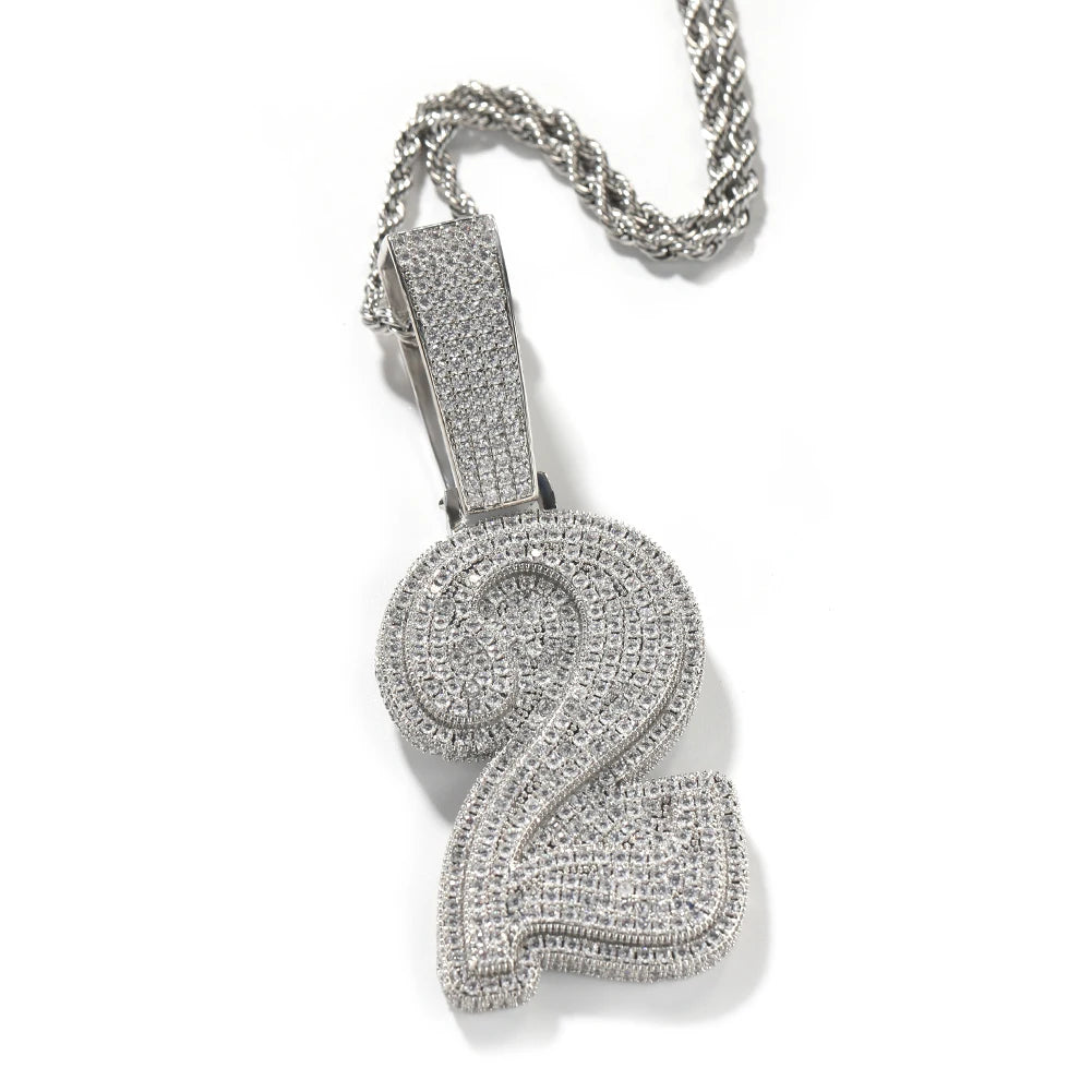 UWIN Hip Hip CZ Lucky Number Pendant Single Big Numbers Pendant Necklace 0 to 9 Special Rapper Jewelry
