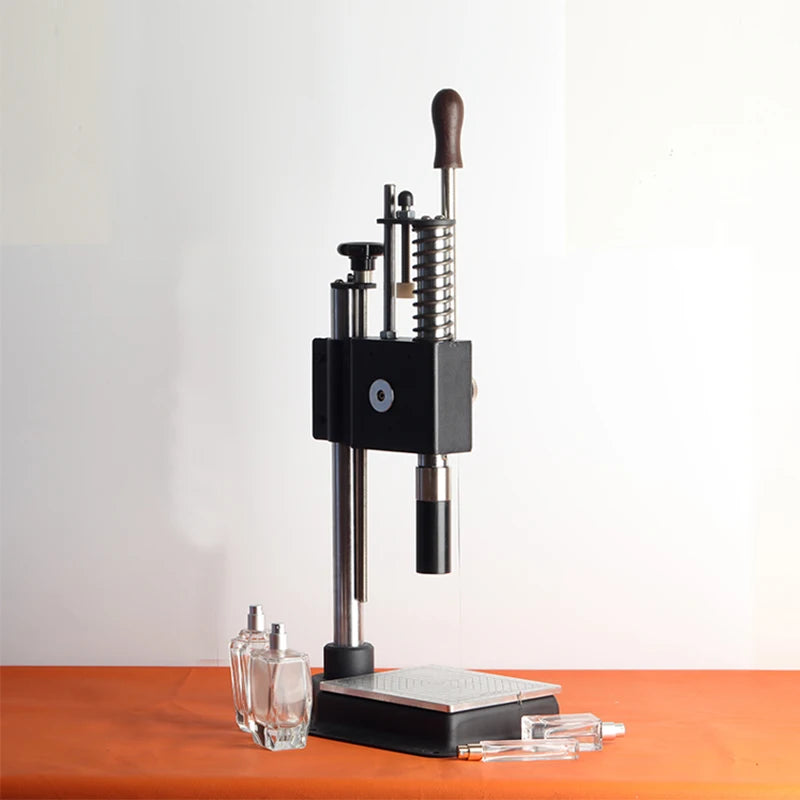 Perfume Bottle Capping Machine Tabletop Manual Pneumatic for Collar Ring Crimping Vial Top Pressing Pneumatic Glass Bottle