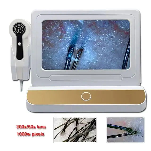 10 Inch LCD Scalp Detector Hair Skin Analyzer Microscope for Hair Follicle Testing and Skin Analysis Magnifier 50/200X