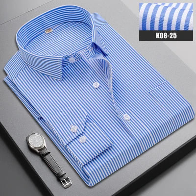 Brand New Men Shirt Male Dress Shirts Striped Men's Casual Long Sleeve Business Formal Plaid Shirt camisa social