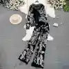 Fashion Suit Women'S Fall Winter Zipper Hooded Knit Sweater Pants Two Piece Set
