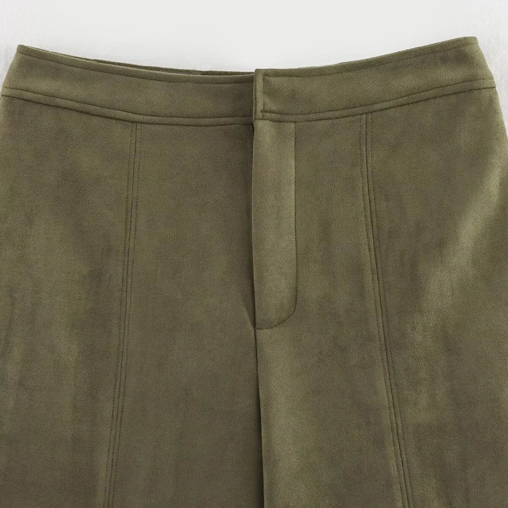 PB&ZA Women 2025 New Chic Fashion the Suede Texture Effect Is Casual Shorts Vintage High Waist Female Skorts Mujer