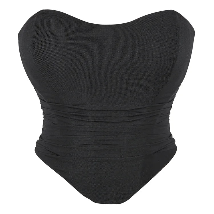 XS-XL  New Breathable Mesh Fishbone Vest Elastic Strapless Vest Chest Hugging Sexy Top