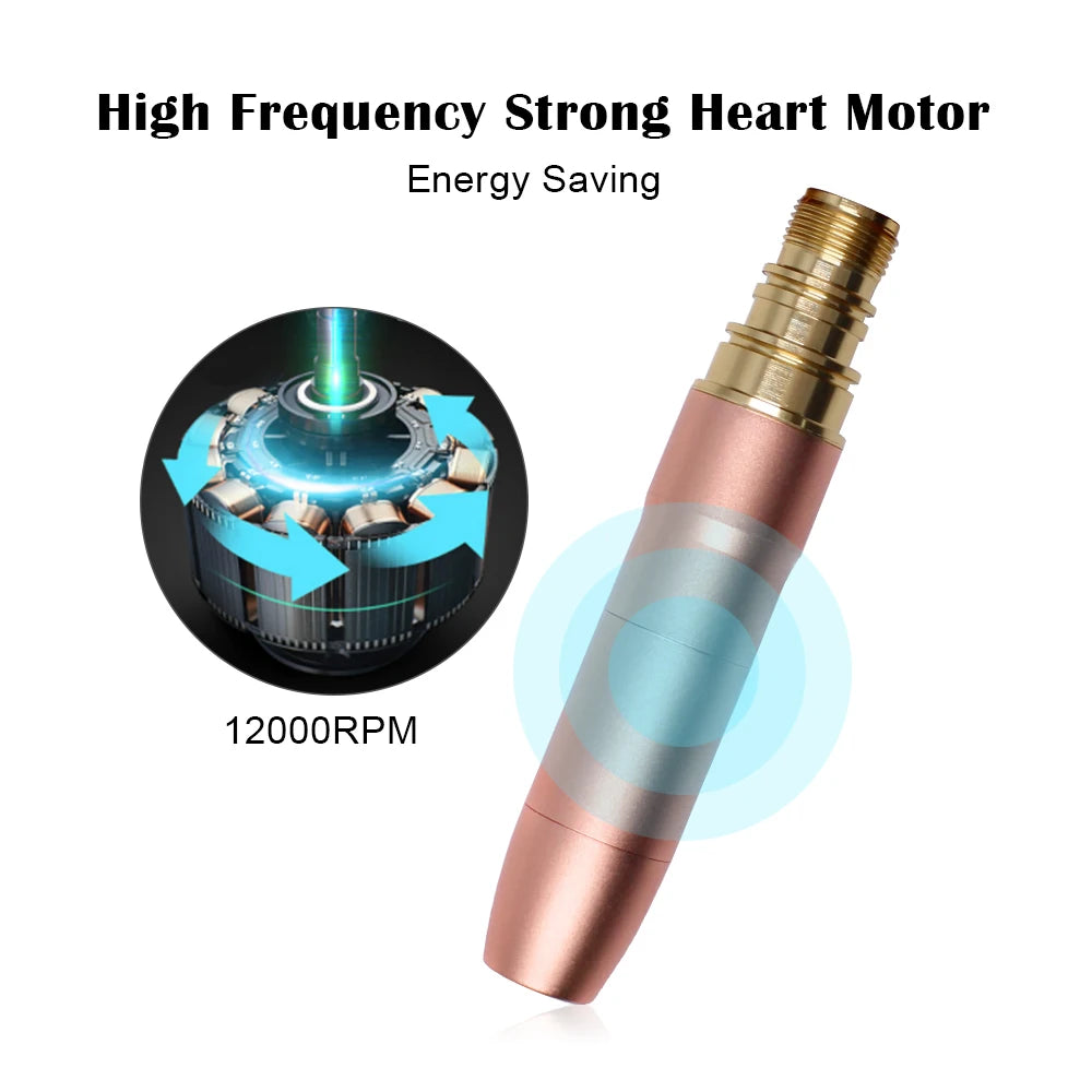 BIOMASER Newest Permanent Makeup Tattoo Machine 2 Head Rose Gold Microblading Pen Equipment 3D Microblading Tattoo Gun Set