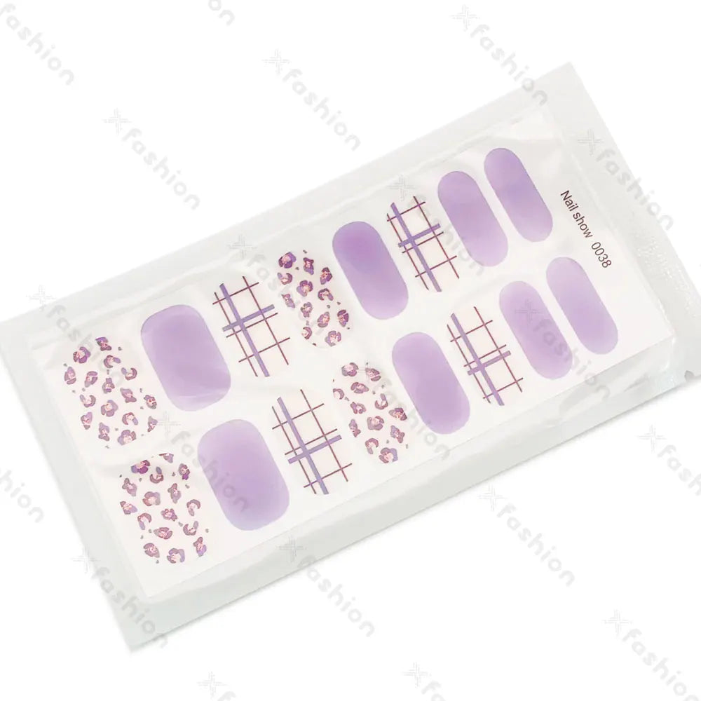 Hot Sale 16 Tips Solid Color Semi-Cured Gel Nail Stickers UV Light Durable Waterproof Long-Lasting Gel Nail Stickers Wholesale