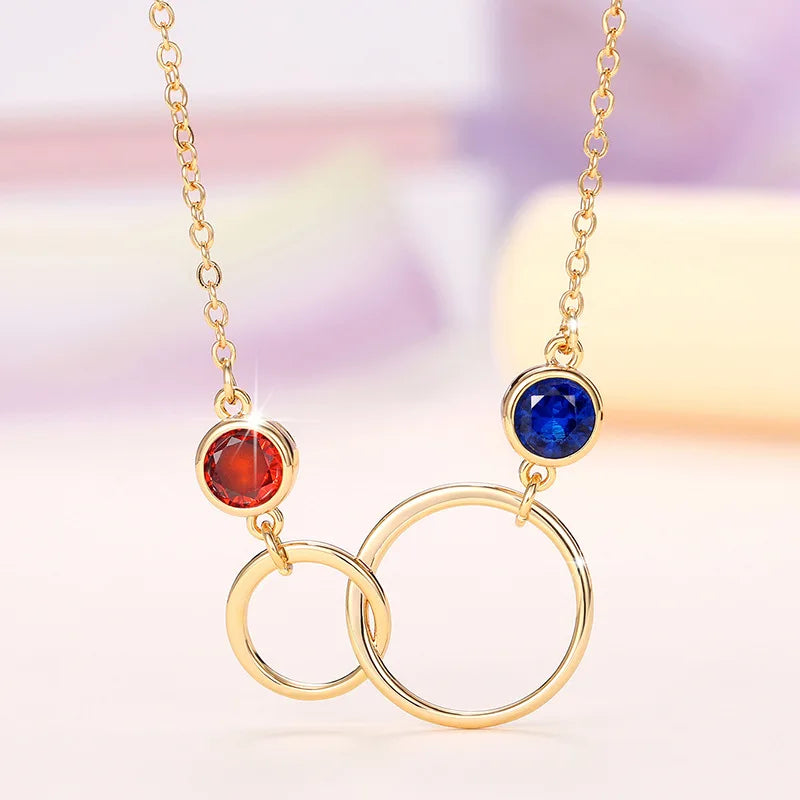 Minimalist Double Circle Pendant Necklace for Women Micro Paved Fashion Jewelry
