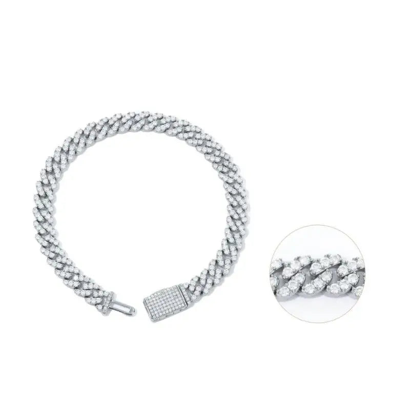 Hip Hop Jewelry Iced Out Link Chain Men 925 Silver Rose Gold Plated 6MM 10MM Moissanite Fashion Moon Shape Certified