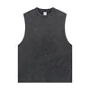 New Arrivals 275 GSM Cotton Fabric Boxy Sleeveless T Shirt Retro Washed Raw Edge Blank Damaged Vintage Sleeveless Tank Top