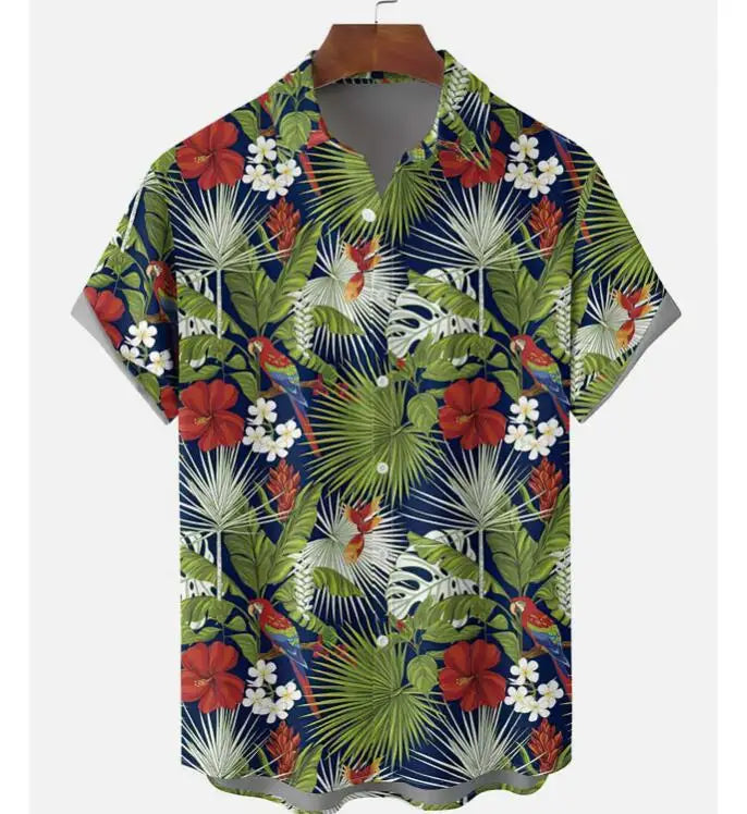 Full Printing Hawaiian Blouse Sublimation Summer Wear Casual Digital Print Button up Short Sleeve Men's Beach Hawaiian Shirts