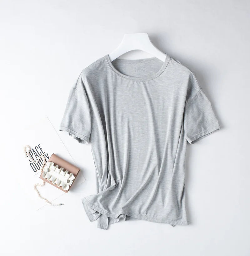 2026 Summer New Pajama Set Women's Modal Short Sleeve Shorts Two Piece Set Ladies Solid Loose Large T-shirt Homewear Women Shirt