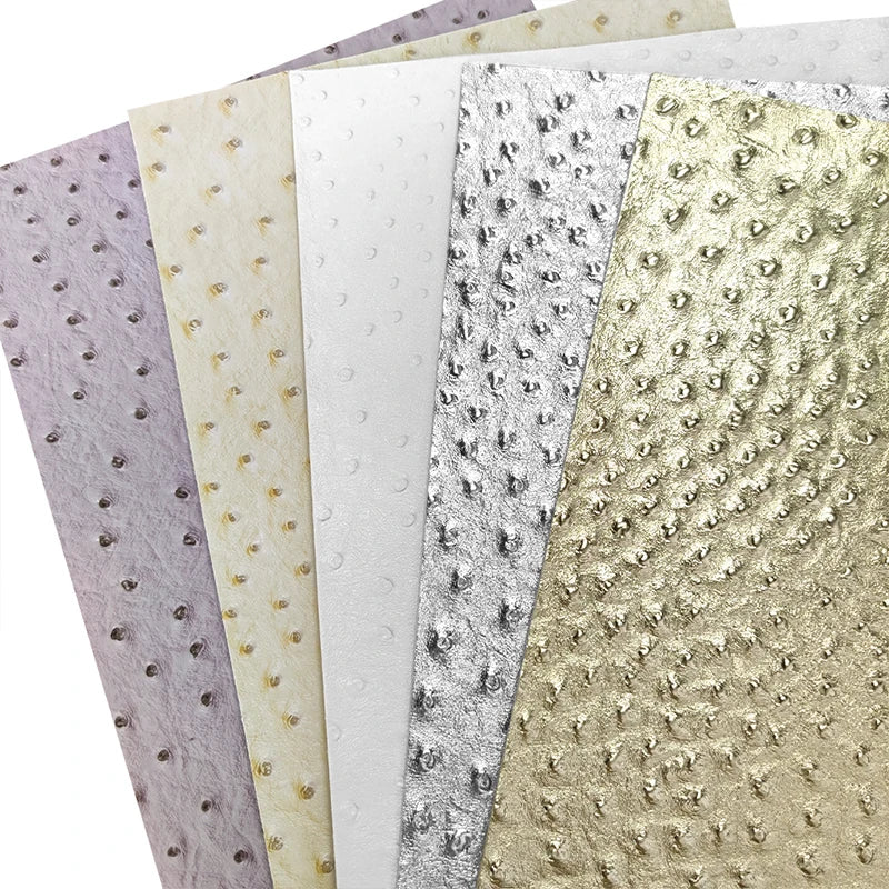 Super High Quality Ostrich Embossed Pvc Synthetic Vinyl  Leather Cotton Backing for Making Bag Decoration Craft Textile