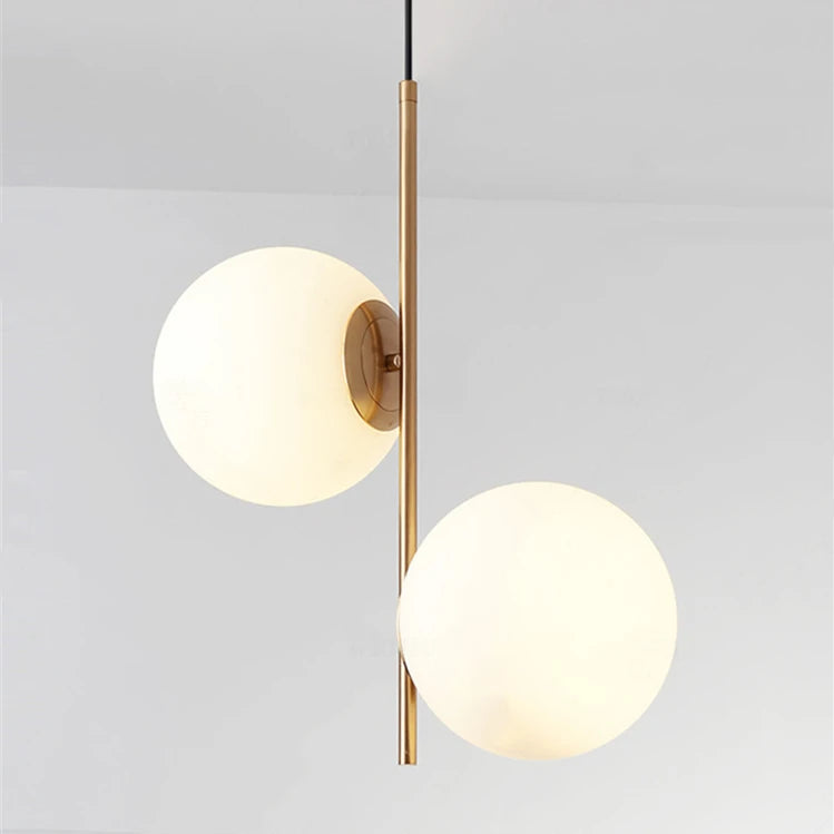 Art Deco Milk White Glass Ball Led European Restaurant Bedroom Chandelier
