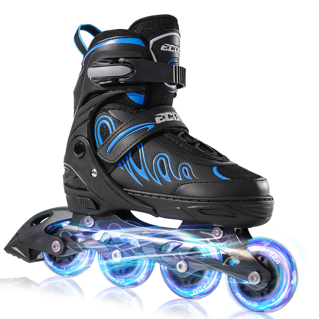 New Arrival Size Adjustable 4 Flashing PU Wheels Roller Inline Skates Shoes for Kids Adults