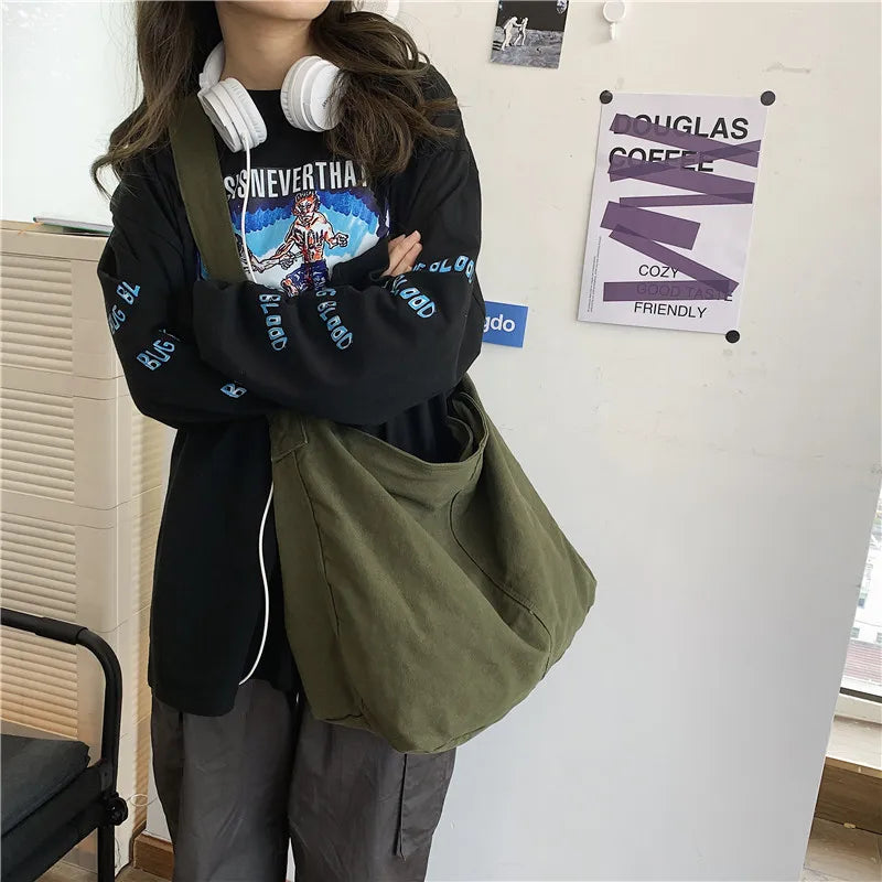 HOCODO New Bags for Women 2022 Canvas Shoulder Bag Fashion Large Capacity Handbags Female Casual Travel Bags Soft Crossbody Bags