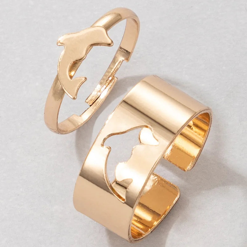 Trendy Gold Butterfly Rings for Women Men Lover Couple Rings Set Friendship Engagement Wedding Open Rings N2203181