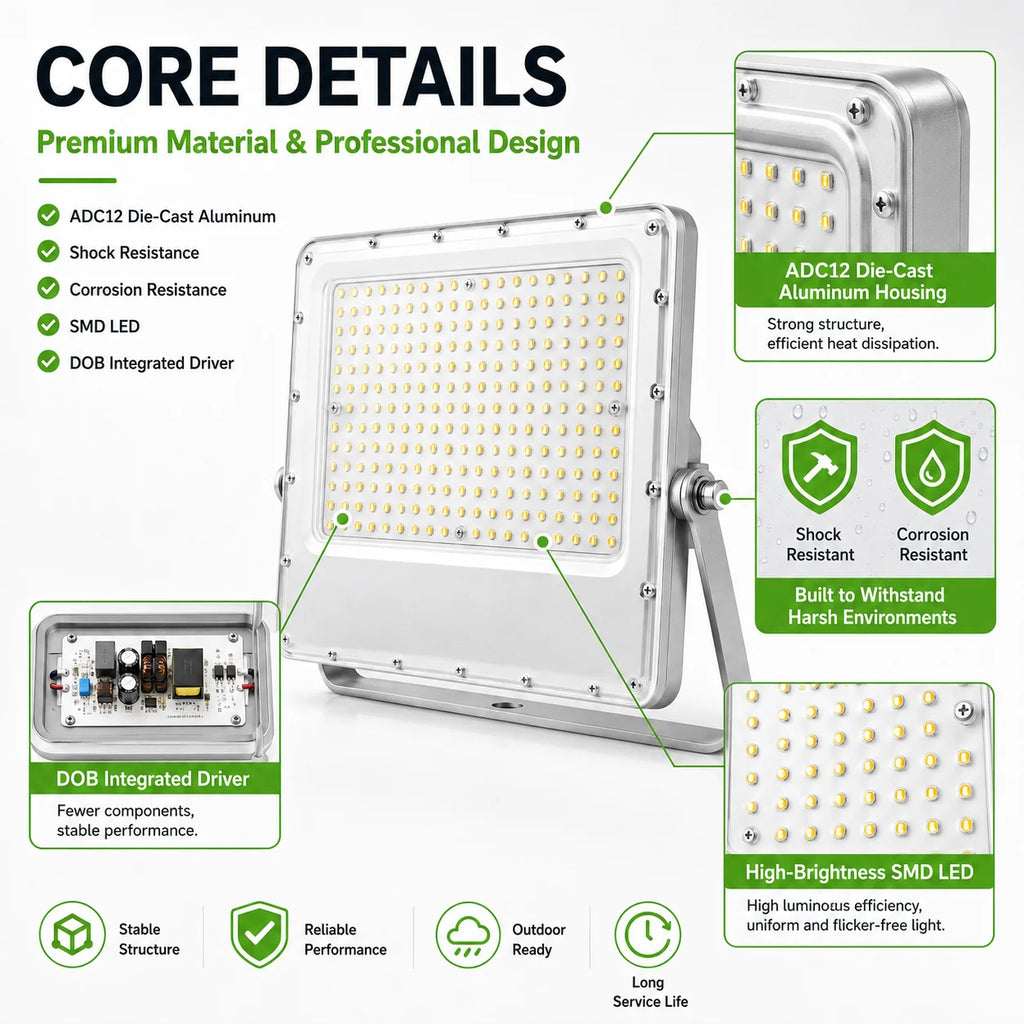 DOB LED Flood Light Multi Mounting IK09 Wide Voltage Playground Billboard Commercial Bulk Supply