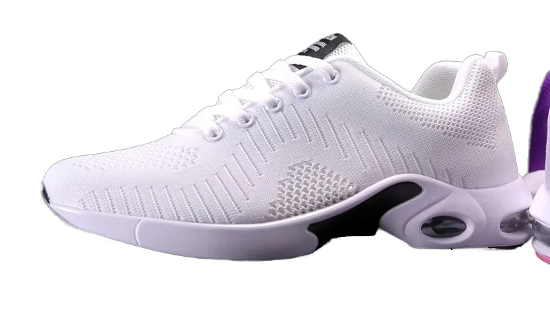 Wholesale Women Sports Round Head Lace-up Flying Woven Casual Sports Shoes Running Shoes for Ladies
