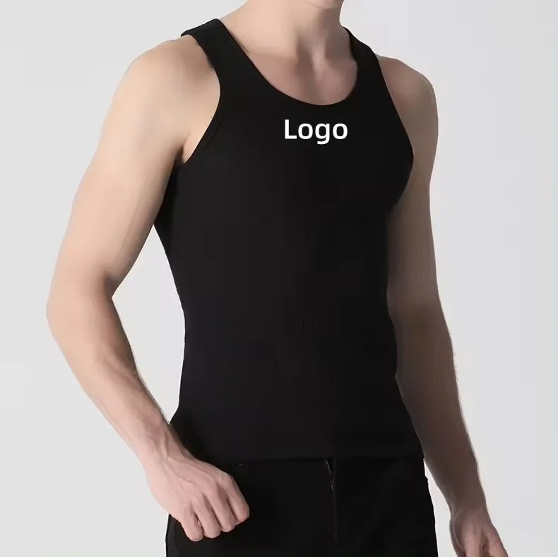 Custom High Quality Mens Gym tank Top Custom logo Men Ribbed Polyester tank Tops Men