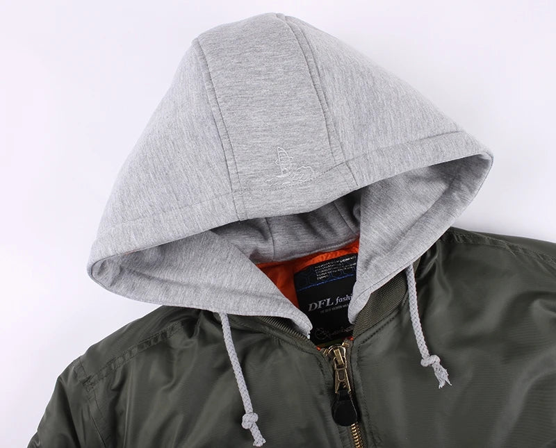 2025 aw winter bomber flight jacket MA-1 with hood streetwear clothes mens clothing hip hop baseball letterman oversized varsity