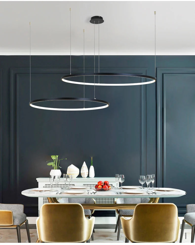 New Modern LED Chandelier for Living Room Bedroom Dining Room Aluminum Ring Indoor Pendant Chandelier Lamp Lighting
