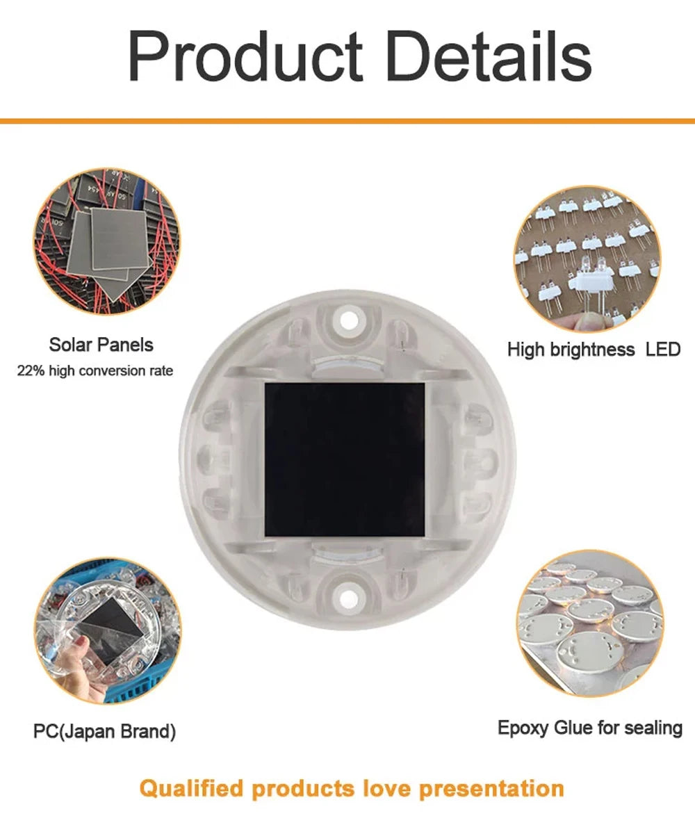 IP65 Solar Deck Lights Driveway Dock LED Light Outdoor Waterproof Road Stud for Step Sidewalk Stair Garden Pathway Yard