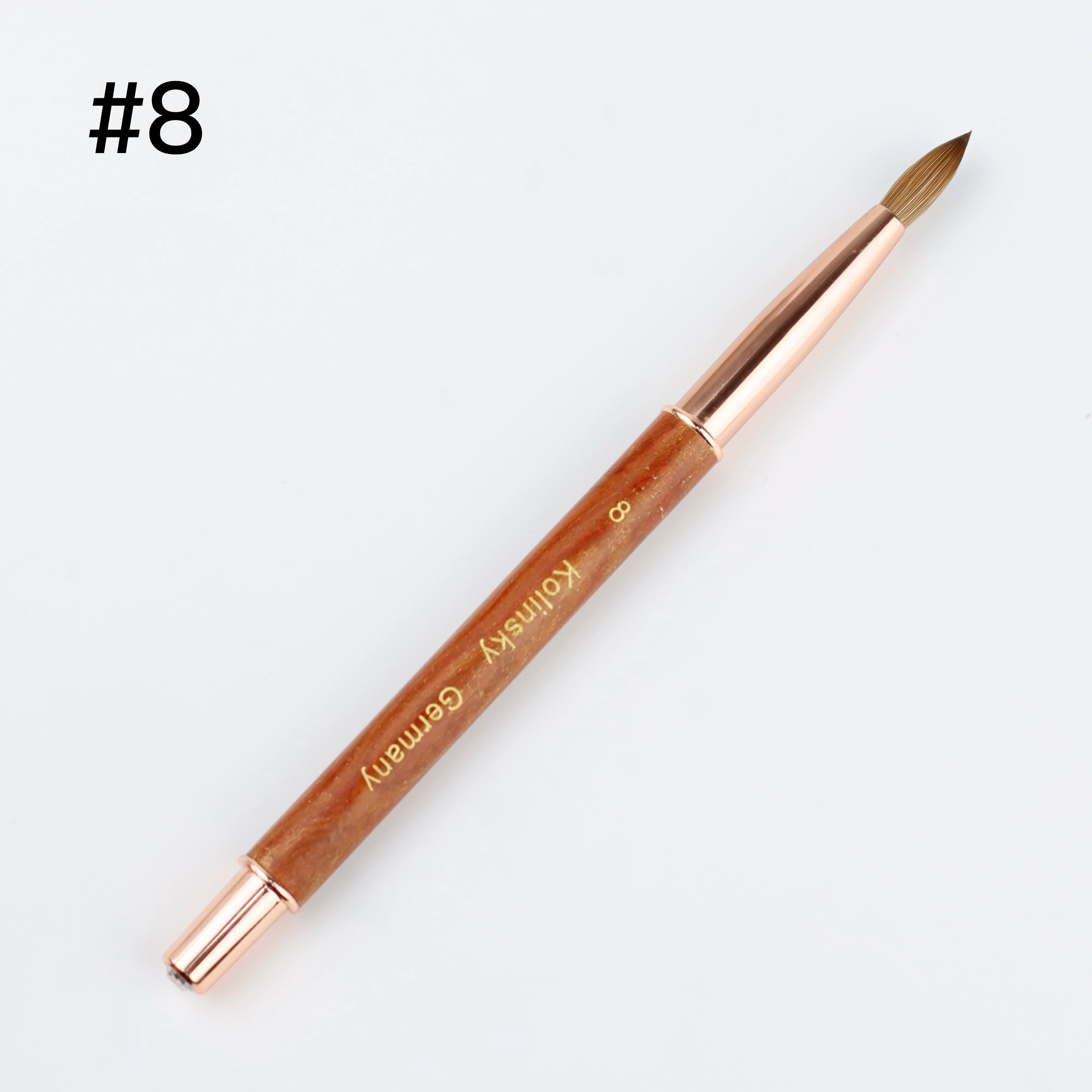High Quality Nail Brush Custom LOGO Wood Handle 100% Pure Kolinsky Sable Acrylic Nails Art Brushes with Box