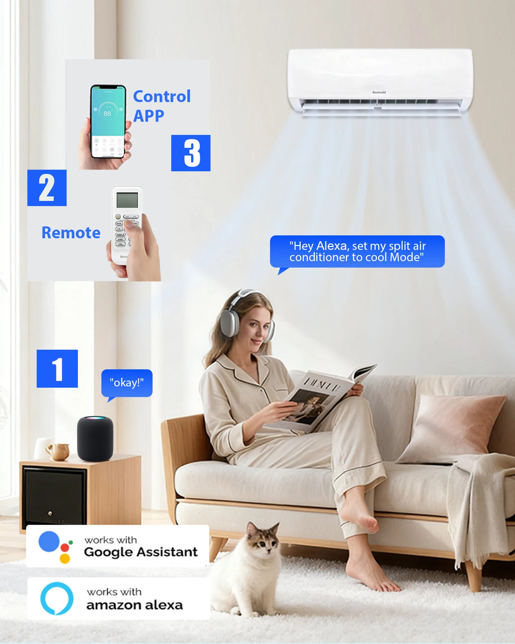 Premium 110V Mini Split Air Conditioner 12000 BTU Heat Pump Ductless Inverter AC Unit For North America Rental Property