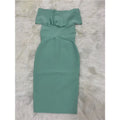 Moonccloset New Summer 5 Colors Sexy Fashion Women's Off Shoulder Bandage Dress Green Night Club Party Dress