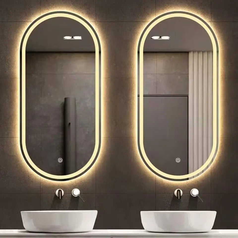 60X90 Oval Bathroom with Light Wall Hanging Bathroom Desktop Makeup Hanging Mirror