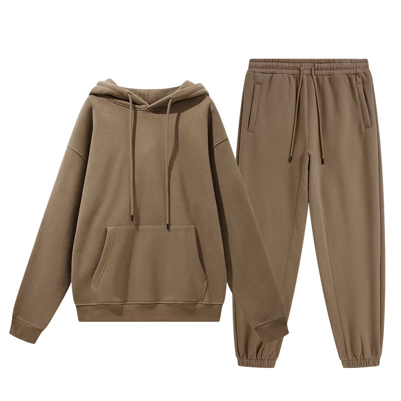 Wholesale Organic Cotton Sweatpants and Hoodie Set Custom Sweat Suits Casual Unisex Tracksuit