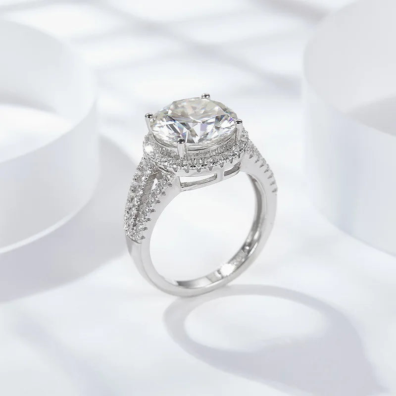 Ruizuan Luxury Silver 925 3 Carats Moissanite Diamond Ring Fashion Jewelry for Women Men Rhodium Plating Gemstone Rings GRA