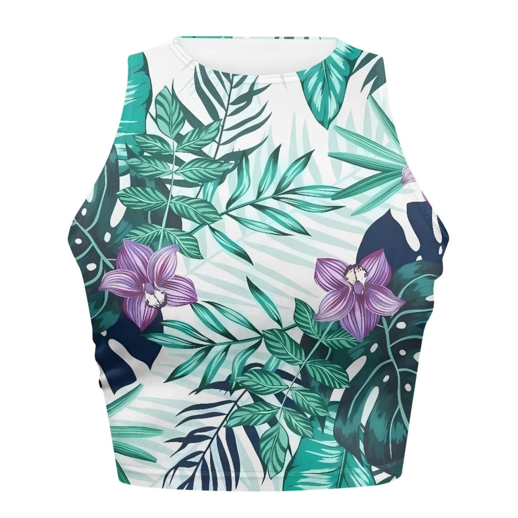 Hot Sale Hawaii Flower and Leaf Printed Summer Breathable Lady Sexy Tops Fashion Polynesian Pattern Vest Women's Skinny Tank Top