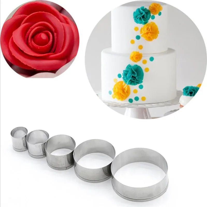5PCS/Set Round Stainless Steel Biscuit Mould Portable Cake Fondant Mold Kitchen Gadgets Baking Accessories Cookie Cutter