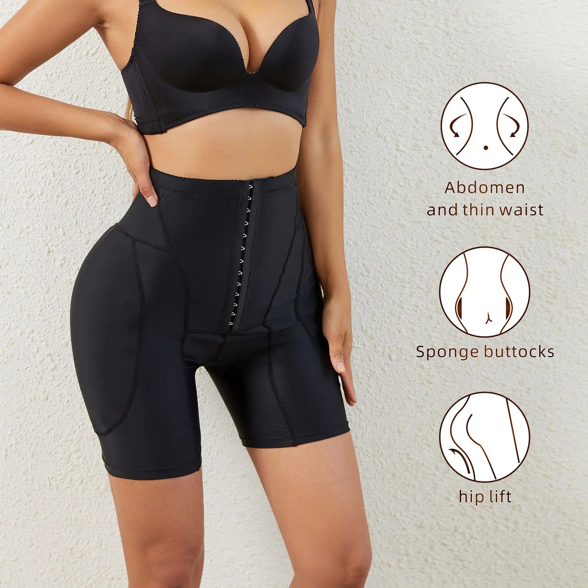 Plus Size Padded Buttocks Shaper Tummy Control Shapewear Thigh Slim Women Butt Lifter Seamless Shapers