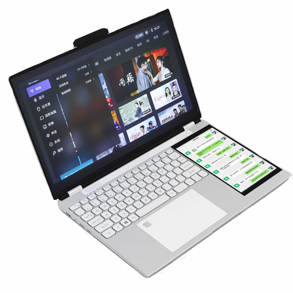 Hot Wholesale Brand New Ultrathin  15.6" +7" Dual Display N100 32G RAM 1TB  2TB SSD Touch Screen Business Office Aluminum Laptop