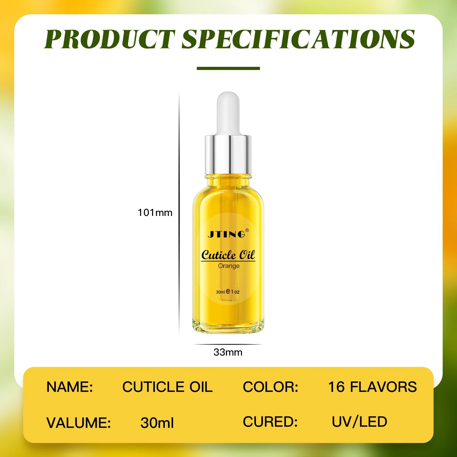 JTING 16 Flavors 30ml Nail Cuticle Oil Bottle with Dropper OEM ODM Custom Container logo Cuticle Nutrition Revitalizer Oil