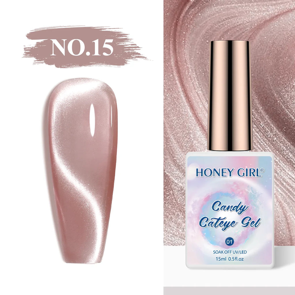 HONEY GIRL Moon Light Magnetic CatEye 24 Colors Jelly Gel Polish Set Wholesale 9d Crystal Uv Gel Nail Polish Cat Eye Gel Polish