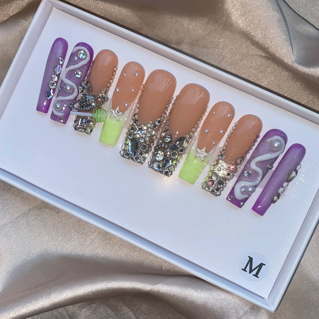 10Pcs Colors Wholesale Hand Paint Gel Best-selling Beautiful Luxury Customized Handmade Press on Nails