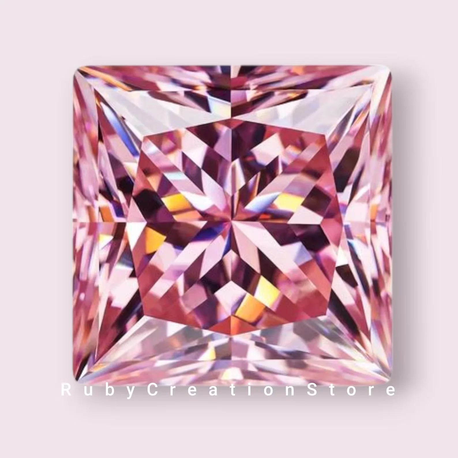 Beautiful Color Pink Princess Cut Polished Moissanite Loose Stone VVS1 Clarity High Brilliance Fire Certified Gemstone for
