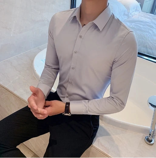 Liu Ming Hot Product 2024 Autumn Men s Clothes Casual Slim Social Party Long Sleeve Business Formal Shirt