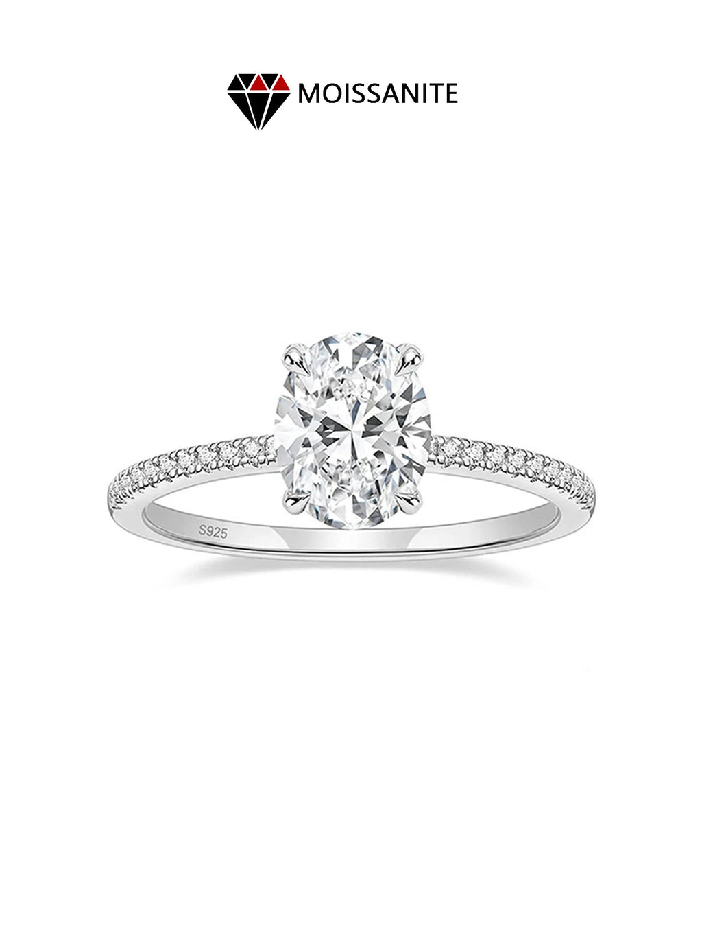 Elegant Luxurious 2-Carat Moissanite Oval Ring in S925 Silver Elegant and Luxurious Product Category Moissanite Rings